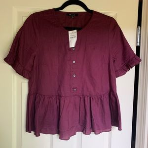 Madewell button front peplum top